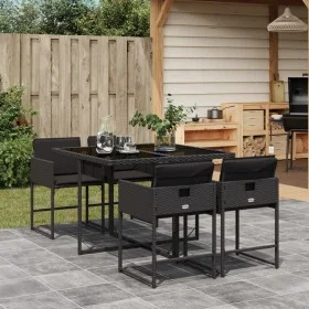 Set de muebles jardín 5 pzas con cojines ratán sintético negro de , Conjuntos de jardín - Ref: Foro24-3211255, Precio: 288,59...