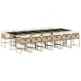 Garten-Esszimmergarnitur mit Kissen 13-teilig synthetisches Rattan beige von , Gartensets - Ref: Foro24-3211306, Preis: 804,4...