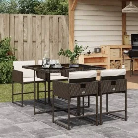Set comedor de jardín 5 piezas y cojines ratán sintético marrón de , Conjuntos de jardín - Ref: Foro24-3211257, Precio: 285,8...