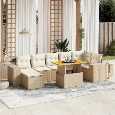 Set of garden sofas with beige cushions 8 pcs PE rattan by , Garden sets - Ref: Foro24-3275935, Price: 592,86 €, Discount: %