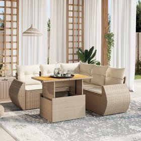 Set of garden sofas with cushions 6 pcs synthetic rattan beige by , Garden sets - Ref: Foro24-3272192, Price: 470,42 €, Disco...