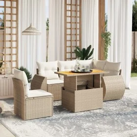 Set of garden sofas with cushions 6 pcs synthetic rattan beige by , Garden sets - Ref: Foro24-3272199, Price: 523,39 €, Disco...