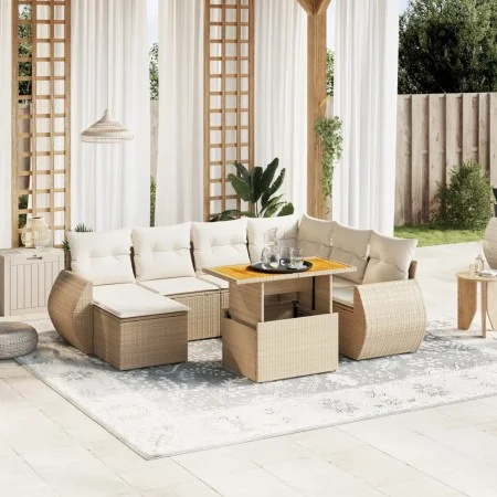 Set of garden sofas with beige cushions 8 pcs PE rattan by , Garden sets - Ref: Foro24-3272311, Price: 606,86 €, Discount: %