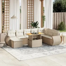 Set de sofás de jardín 9 pzas con cojines ratán sintético beige by , Garden sets - Ref: Foro24-3272332, Price: 689,78 €, Disc...