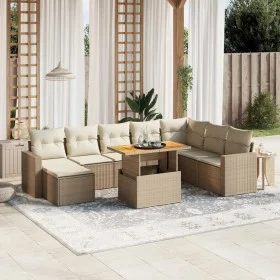 Set de sofás de jardín 9 pzas con cojines ratán sintético beige by , Garden sets - Ref: Foro24-3275627, Price: 647,76 €, Disc...