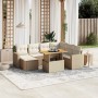 Juego de sofás de jardín con cojines beige 8 pzas ratán PE