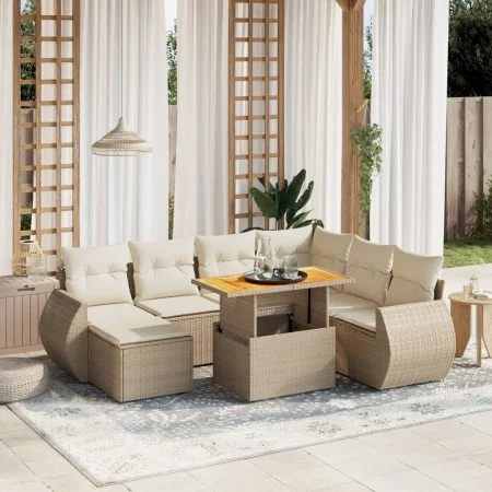Juego de sofás de jardín con cojines beige 8 pzas ratán PE de , Conjuntos de jardín - Ref: Foro24-3275830, Precio: 625,50 €, ...