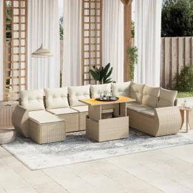 Set of 9 garden sofas with beige synthetic rattan cushions by , Garden sets - Ref: Foro24-3275851, Price: 698,45 €, Discount: %