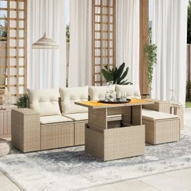 Set of garden sofas with cushions 6 pcs synthetic rattan beige by , Garden sets - Ref: Foro24-3275921, Price: 454,61 €, Disco...
