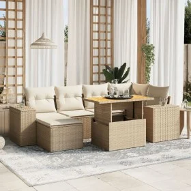 Set of 7-piece garden sofas and cushions synthetic rattan beige by , Garden sets - Ref: Foro24-3275928, Price: 549,17 €, Disc...