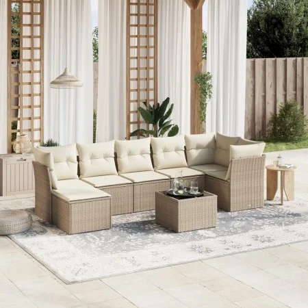 Set of garden sofas with beige cushions 8 pcs PE rattan by , Garden sets - Ref: Foro24-3263204, Price: 521,01 €, Discount: %