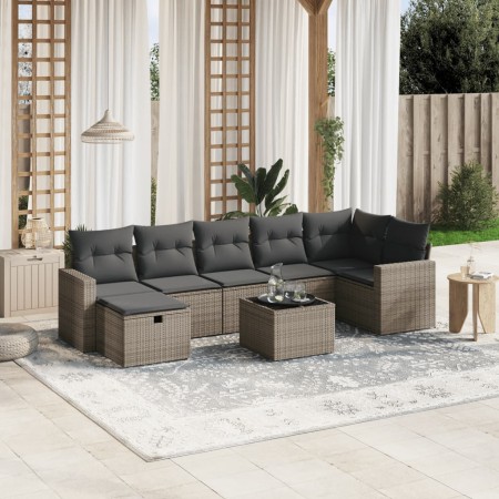 Set of 8 garden sofas and cushions synthetic rattan gray by , Garden sets - Ref: Foro24-3263516, Price: 469,49 €, Discount: %