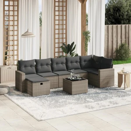 Set of 8 garden sofas and cushions synthetic rattan gray by , Garden sets - Ref: Foro24-3263516, Price: 462,57 €, Discount: %