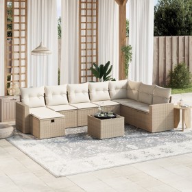 Set of 9 garden sofas with beige synthetic rattan cushions by , Garden sets - Ref: Foro24-3263594, Price: 582,57 €, Discount: %
