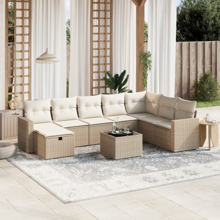 Set mit 9 Gartensofas mit beigen Kissen aus synthetischem Rattan von , Gartensets - Ref: Foro24-3263594, Preis: 582,57 €, Rab...