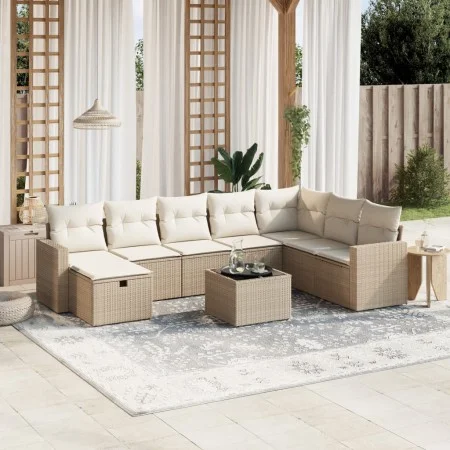 Set of 9 garden sofas with beige synthetic rattan cushions by , Garden sets - Ref: Foro24-3263594, Price: 606,83 €, Discount: %