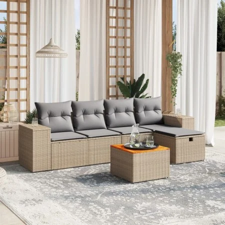 Juego de sofás jardín con cojines beige mezcla 6 pzas ratán PE de , Conjuntos de jardín - Ref: Foro24-3265168, Precio: 375,68...