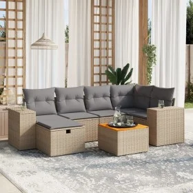 Juego de sofás jardín con cojines beige mezcla 7 pzas ratán PE von , Gartensets - Ref: Foro24-3265175, Preis: 442,99 €, Rabat...