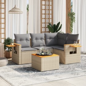 Juego de sofás jardín con cojines 5 pzas ratán sintético beige by , Garden sets - Ref: Foro24-3226780, Price: 330,12 €, Disco...