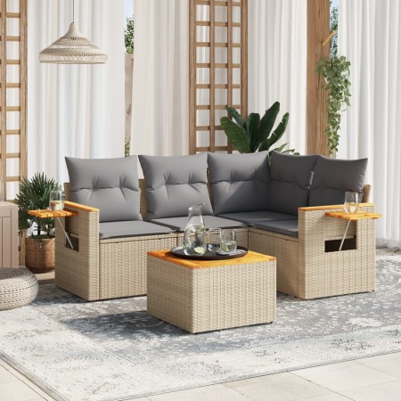 Juego de sofás jardín con cojines 5 pzas ratán sintético beige by , Garden sets - Ref: Foro24-3226780, Price: 330,12 €, Disco...