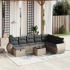 Set de muebles de jardín 9 pzas y cojines ratán sintético gris von , Gartensets - Ref: Foro24-3264216, Preis: 553,59 €, Rabat...