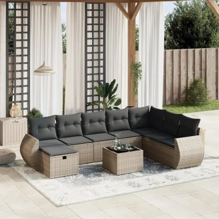 Set de muebles de jardín 9 pzas y cojines ratán sintético gris von , Gartensets - Ref: Foro24-3264216, Preis: 554,69 €, Rabat...