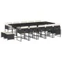 Set comedor de jardín con cojines 15 pzas ratán sintético negro by , Garden sets - Ref: Foro24-3211350, Price: 850,57 €, Disc...