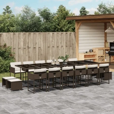 Set de muebles jardín 17 pzas y cojines ratán sintético marrón by , Garden sets - Ref: Foro24-3211365, Price: 958,71 €, Disco...