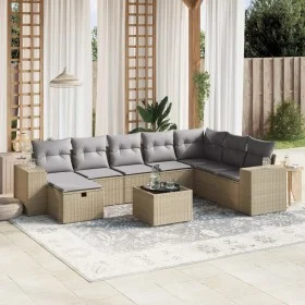 Juego de sofás jardín con cojines beige mezcla 9 pzas ratán PE by , Garden sets - Ref: Foro24-3264525, Price: 572,29 €, Disco...