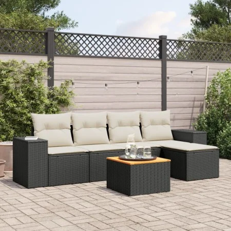 Set de sofás de jardín 6 piezas y cojines ratán sintético negro by , Garden sets - Ref: Foro24-3257750, Price: 360,47 €, Disc...