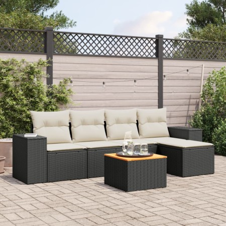 Set de sofás de jardín 6 piezas y cojines ratán sintético negro von , Gartensets - Ref: Foro24-3257750, Preis: 353,21 €, Raba...