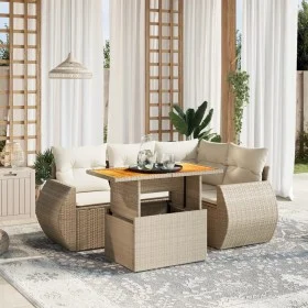 Juego de sofás jardín con cojines 5 pzas ratán sintético beige by , Garden sets - Ref: Foro24-3272178, Price: 466,37 €, Disco...