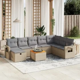 Juego de sofás jardín con cojines beige mezcla 9 pzas ratán PE by , Garden sets - Ref: Foro24-3264986, Price: 544,58 €, Disco...