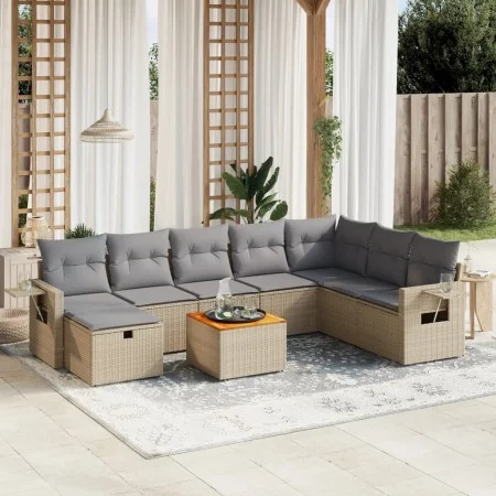 Juego de sofás jardín con cojines beige mezcla 9 pzas ratán PE by , Garden sets - Ref: Foro24-3264986, Price: 544,58 €, Disco...