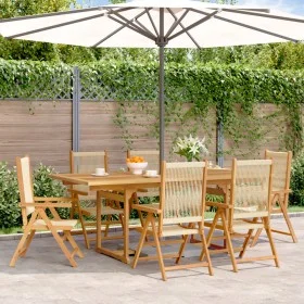 Set de comedor jardín 7 pzas polipropileno madera maciza beige by , Garden sets - Ref: Foro24-3281735, Price: 793,11 €, Disco...