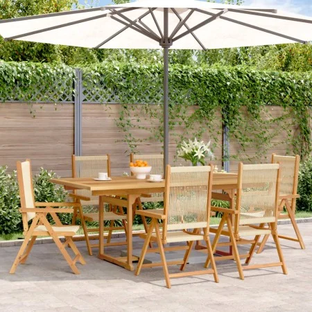 Set de comedor jardín 7 pzas polipropileno madera maciza beige von , Gartensets - Ref: Foro24-3281735, Preis: 793,06 €, Rabat...