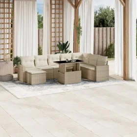 Set de sofás de jardín 9 pzas con cojines ratán sintético beige by , Garden sets - Ref: Foro24-3267468, Price: 637,33 €, Disc...