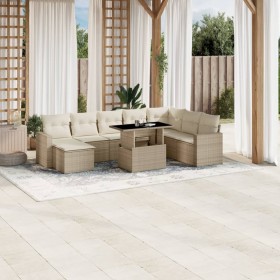 Set de sofás de jardín 9 pzas con cojines ratán sintético beige by , Garden sets - Ref: Foro24-3267468, Price: 603,29 €, Disc...