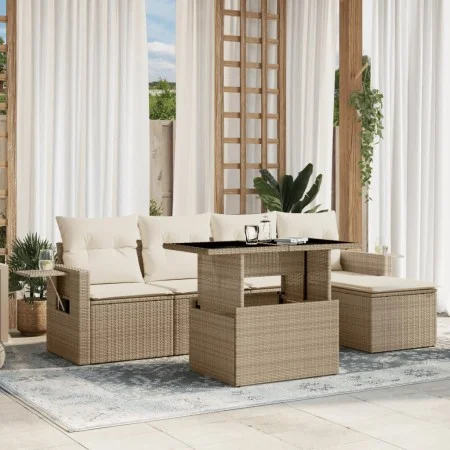 Juego de sofás jardín con cojines 6 pzas ratán sintético beige by , Garden sets - Ref: Foro24-3267868, Price: 434,46 €, Disco...