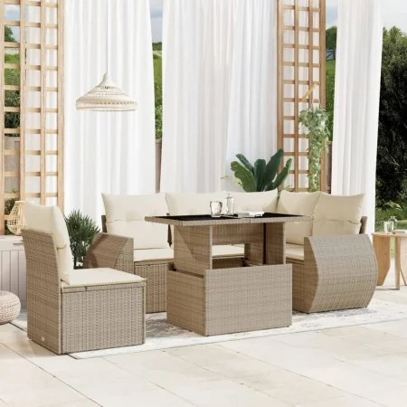 Juego de sofás jardín con cojines 6 pzas ratán sintético beige by , Garden sets - Ref: Foro24-3268538, Price: 531,63 €, Disco...