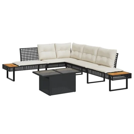 Set de sofás jardín 2 pzas con cojines ratán PE y vidrio negro von , Gartensets - Ref: Foro24-3277494, Preis: 442,69 €, Rabat...