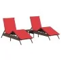 Tumbonas con mesita 2 unidades ratán sintético marrón de , Tumbonas - Ref: Foro24-4002717, Precio: 312,86 €, Descuento: %