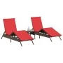 Tumbonas con mesita 2 unidades ratán sintético marrón de , Tumbonas - Ref: Foro24-4002717, Precio: 312,86 €, Descuento: %