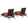 Tumbonas con mesita 2 unidades ratán sintético marrón de , Tumbonas - Ref: Foro24-4002717, Precio: 312,86 €, Descuento: %