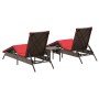 Tumbonas con mesita 2 unidades ratán sintético marrón de , Tumbonas - Ref: Foro24-4002717, Precio: 318,86 €, Descuento: %