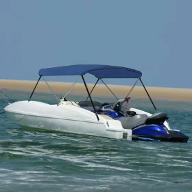Marineblaue 2-Bogen-Bimini-Markise 150x120x110 cm von vidaXL, Aufbewahrungsabdeckungen für Boote - Ref: Foro24-93126, Preis: ...