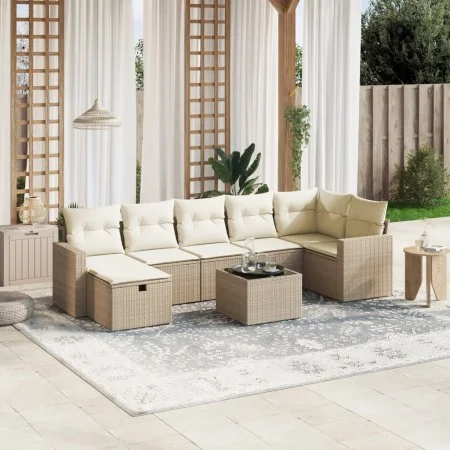 Juego de sofás de jardín con cojines beige 8 pzas ratán PE by , Garden sets - Ref: Foro24-3263514, Price: 536,54 €, Discount: %