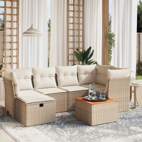 Set sofás de jardín 7 piezas y cojines ratán sintético beige von , Gartensets - Ref: Foro24-3264726, Preis: 455,48 €, Rabatt: %