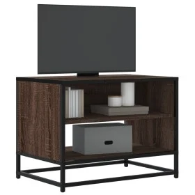 Mueble TV metal y madera ingeniería marrón roble 61x40x46 cm de , Muebles TV - Ref: Foro24-848883, Precio: 44,42 €, Descuento: %