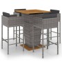 Set muebles de bar jardín 5 pzas y cojines ratán sintético gris de vidaXL, Conjuntos de jardín - Ref: Foro24-3094805, Precio:...